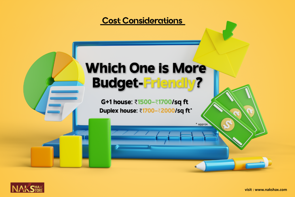 Cost comparison between G+1 house and Duplex house by Nakshax Store
