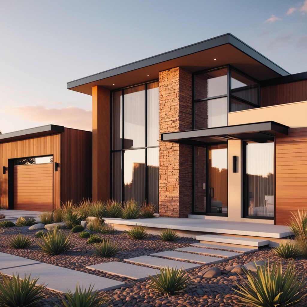 A beige home with terracotta roof tiles and wooden accents can feel cozy and inviting